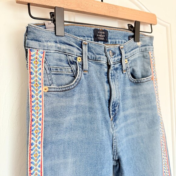 Citizens Of Humanity Rocket Crop High Rise Skinny with Embroidery Stripe Size 24 - Picture 4 of 14